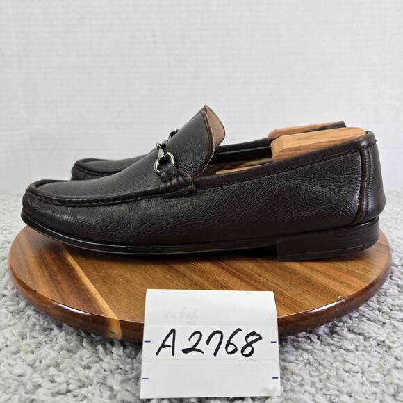 Bruno Magli Massyf Dark Brown Leather Business Casual Horsebit Loafer Mens 11 M - Picture 1 of 16